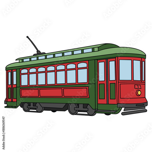 New Orleans Streetcar, New Orleans Streetcar Mardi Gras Illustration