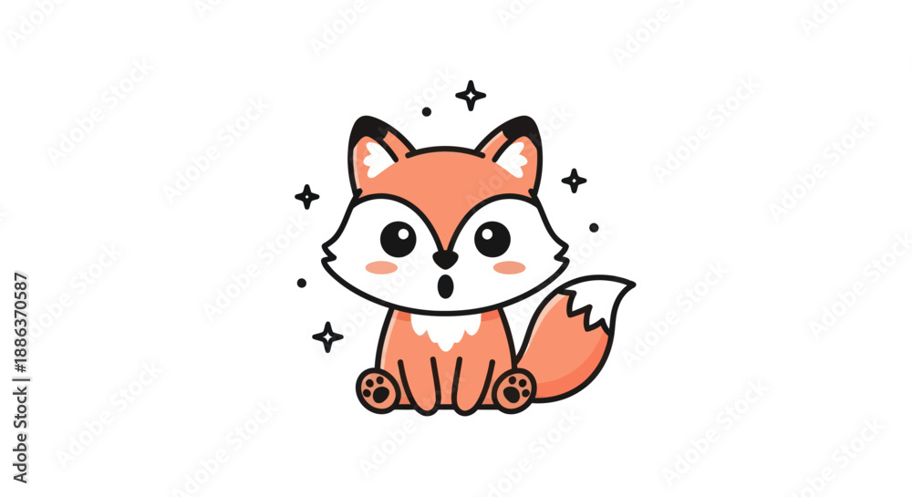 Fototapeta premium Cartoon fox character on white background