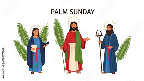 Jesus Christ and Disciples on Palm Sunday.