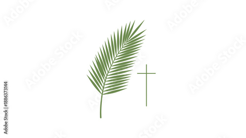 Palm Branch and Christian Cross Symbol.