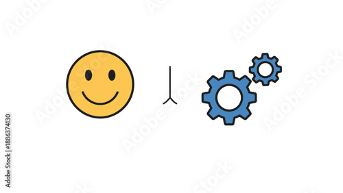 Visual concept illustrating the relationship between positive user usage and the resulting overall user experience symbolized by interconnected mechanisms and happy faces.