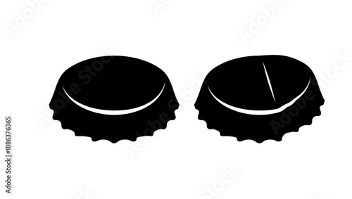 beer or lemonade bottle cap, black isolated silhouette