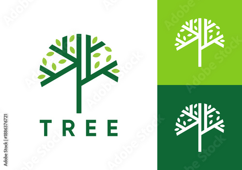 abstract plant tree logo design. nature environment garden forest symbol concept