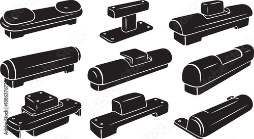 Collection of black and white door handle illustrations