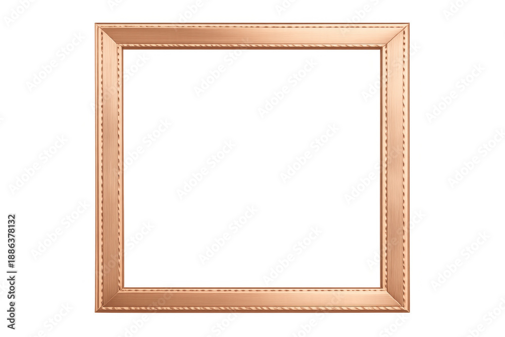 Fototapeta premium Rose gold metallic frame with subtle decorative border detail, realistic design on a transparent background