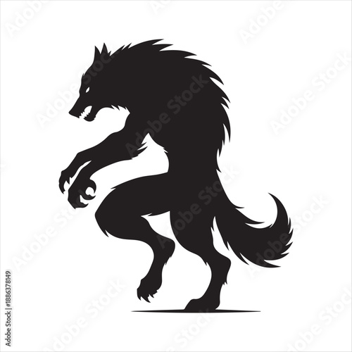  Werewolf vector silhouette line art logo design concept illustration