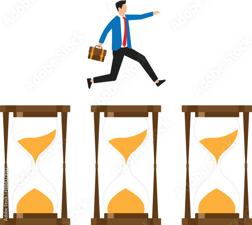 Time run out and deadline or hurry to go to the office late, urgency or determination to finish work fast, stressed or anxiety to complete work concept
