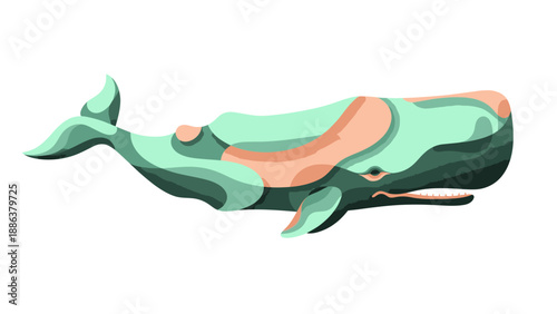 Abstract Whale Illustration - Artistic Marine Mammal Design