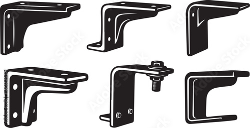 Various metal bracket designs and shapes for construction purposes