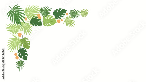 Tropical Leaves and Fruits Border Design.