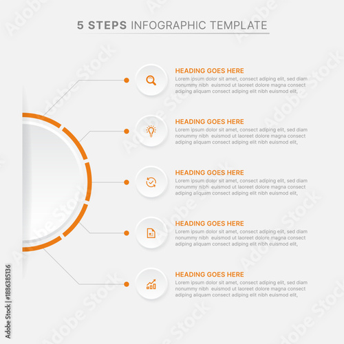 5 Steps Semi-Circle Business Process Infographic Template