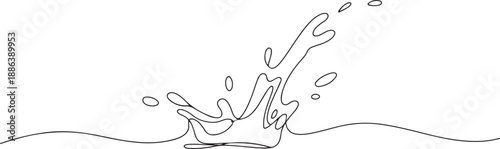 Single continuous line drawing closeup of fresh and clear splash of water isolated on white background. one line Art icon drawing vector