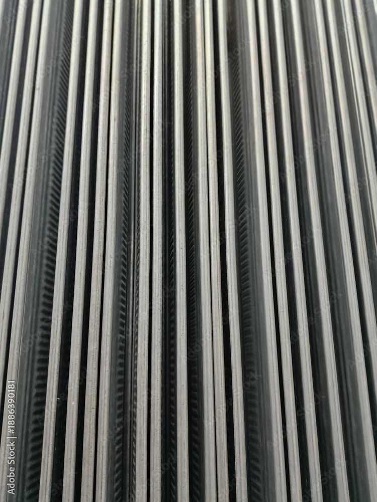 Obraz premium Abstract Linear Pattern of Metal Railing on Storefront