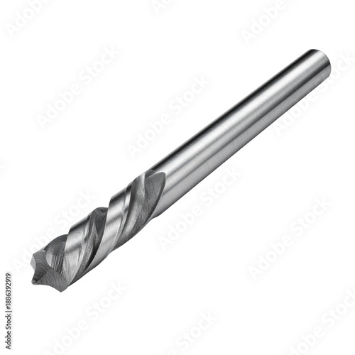 Industrial precision metal drilling bit isolated on Transparent Background