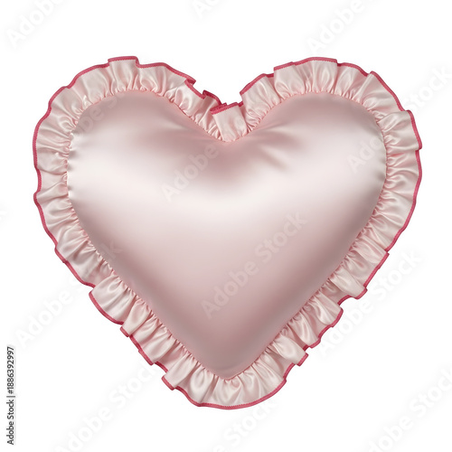 Pink heart shaped pillow isolated on transparent background