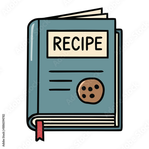 A Simple and Charming Illustration of a Cookbook with a Cookie on the Cover, Representing Culinary Delights and Home Cooking Adventures