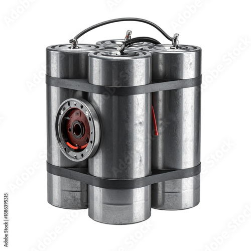 Robust industrial mechanism assembly isolated on Transparent Background