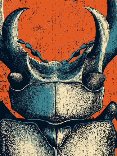 Artistic Wildlife Graphic: Detailed Stag beetle Profile with Vibrant Textures