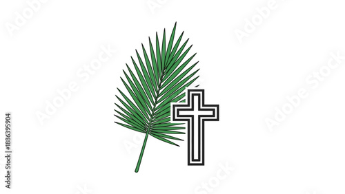 Palm Branch and Christian Cross Symbol.