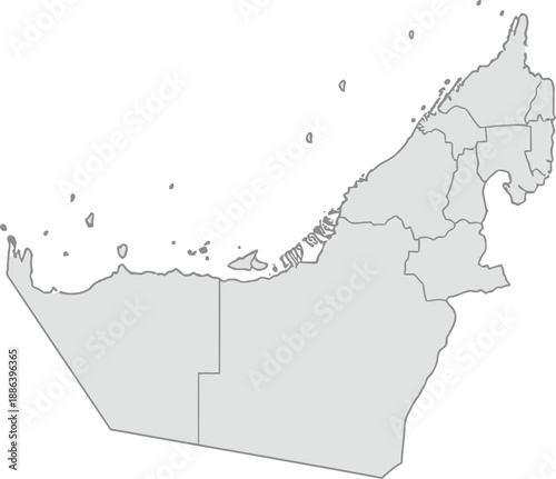 United Arab Emirates Map Outline Isolated on White
