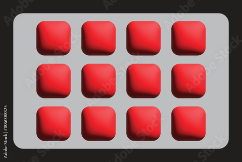  Glossy Red Interface Buttons with Depth
