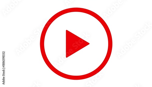 Free Download Red Play Button Icon on White Background for Media and Entertainment. - GFXLoad