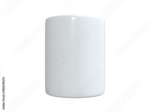 Empty Glossy Cylinder Planter, Transparent Background, white, 3D Render front view