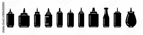 Sauce bottle icon vector collection. Set of sauce bottle icon vector designs. Stock vector.