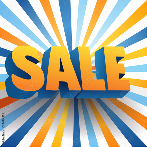 3D Sale Bursting with Vibrant Colors and Dynamic Rays, Perfect for Promotional Graphics and Advertising