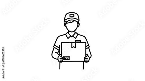 Delivery man holding a package in his hands.