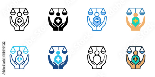 Personal Injury Law icons set multiple style collection. Editable stroke 
