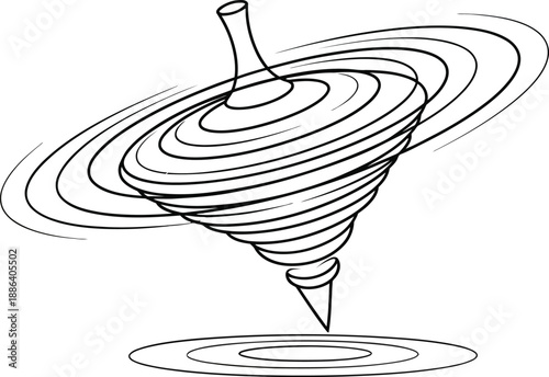 Spinning Top Line Art Illustration – Balance, Motion and Abstract Outline Design
Spinning Top in Motion Line Art
