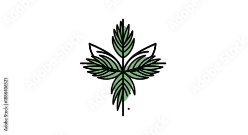 Cannabis Leaf Illustration with Green Foliage.