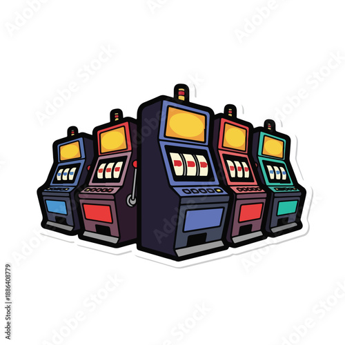 Colorful Slot Machines in a Row.
