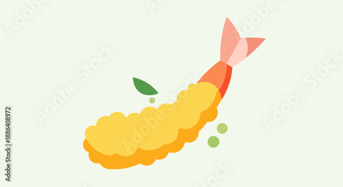 Cartoon fried shrimp illustration