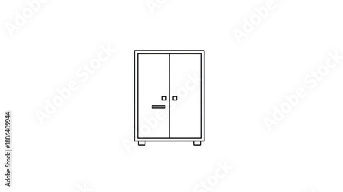 Simple Line Drawing of a Two Door Cabinet or Wardrobe.