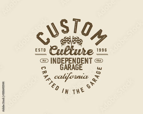 Billede på lærred Motorcycle racing badges club emblems tshirt design Retro Racing Typography Grap