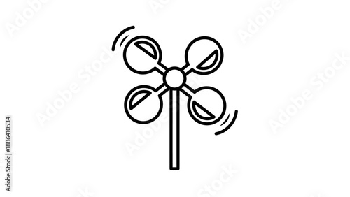 Simple Line Drawing of Wind Turbine.