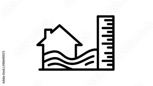 House Flood Water Level Icon.