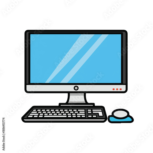 Desktop Computer Monitor Keyboard and Mouse.