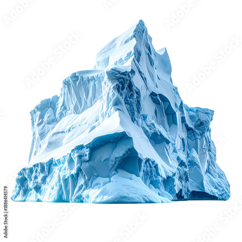 Majestic realistic iceberg isolated on transparent background, massive ice formation