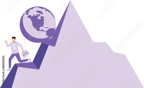 World economic recession and global financial crisis or international stock market crash, investment asset fall down run away from falling down earth.
