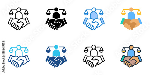 Arbitration icons set multiple style collection. Editable stroke 
