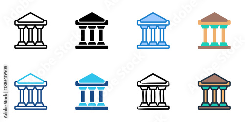 Appellate Court icons set multiple style collection. Editable stroke 
