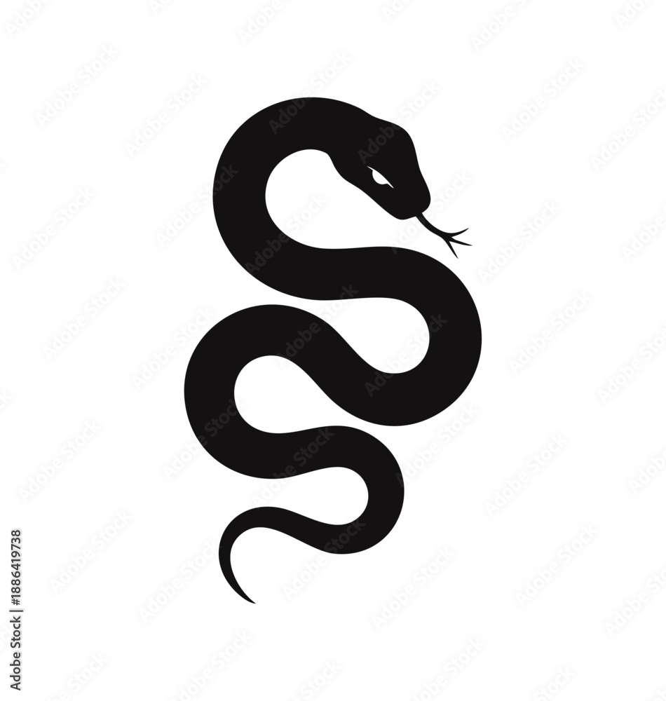 Fototapeta premium Snake logo icon vector isolated on white background, modern animal symbol for branding, gaming, and mascot design