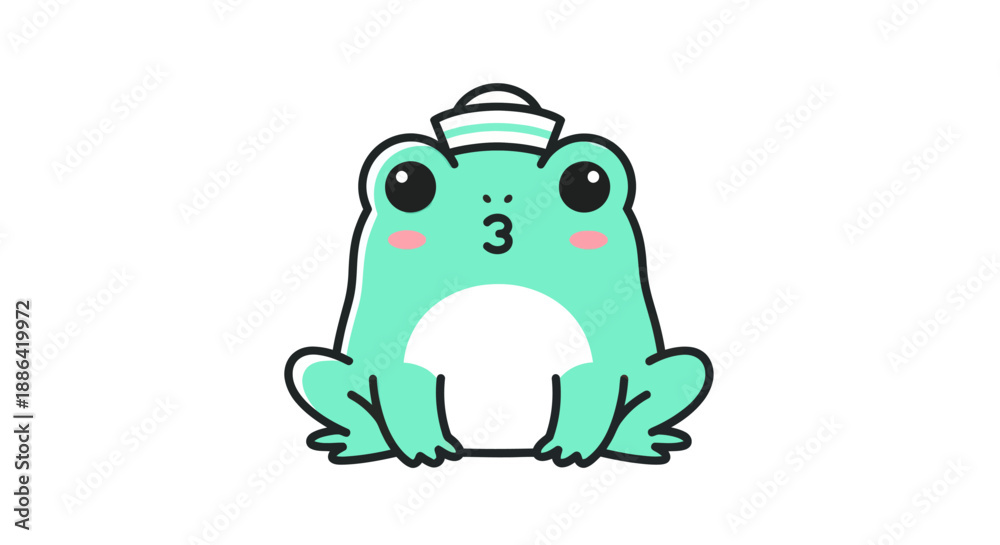 Obraz premium Cartoon frog illustration on white background