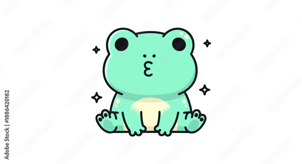 Obraz premium Cartoon frog illustration on white background