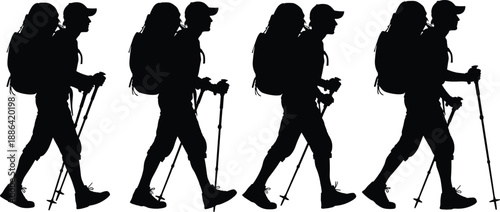 Black Moose Silhouette Collection Featuring Majestic Bull Moose Walking with Large Palmated Antlers for Northern Wildlife Nature and Forest Animal Vector Art Graphics