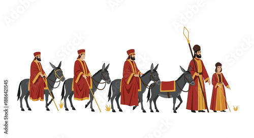 Traditional Procession with Donkeys and Attendants.