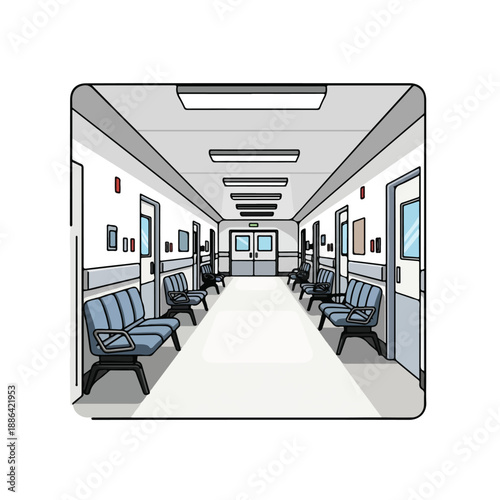 Empty Hospital Waiting Room with Chairs.